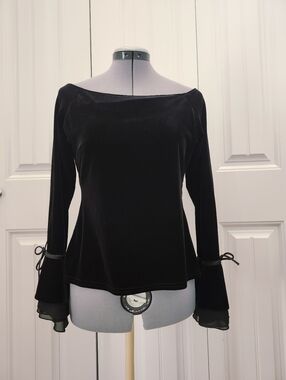 JS Collections Velvet Long Sleeve Top
